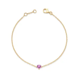 PINK SAPPHIRE BABY HEART ANKLET