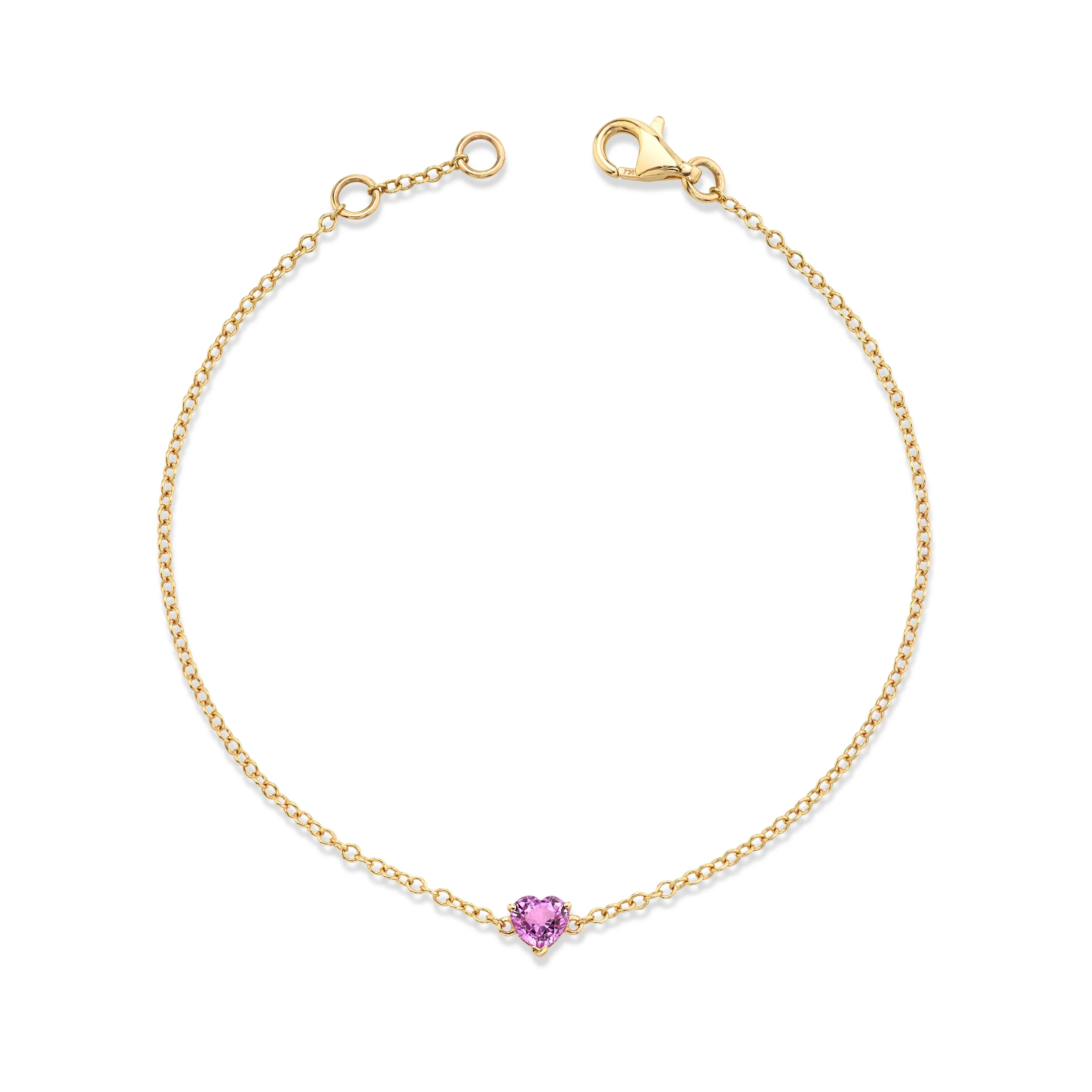 PINK SAPPHIRE BABY HEART ANKLET