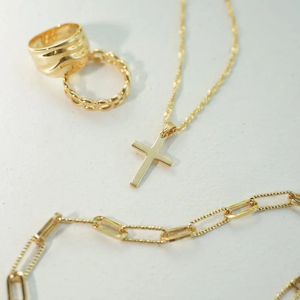 Polly Sayer Cross Necklace 18ct Gold Plate