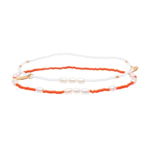 Poppy Anklet Stack - Orange