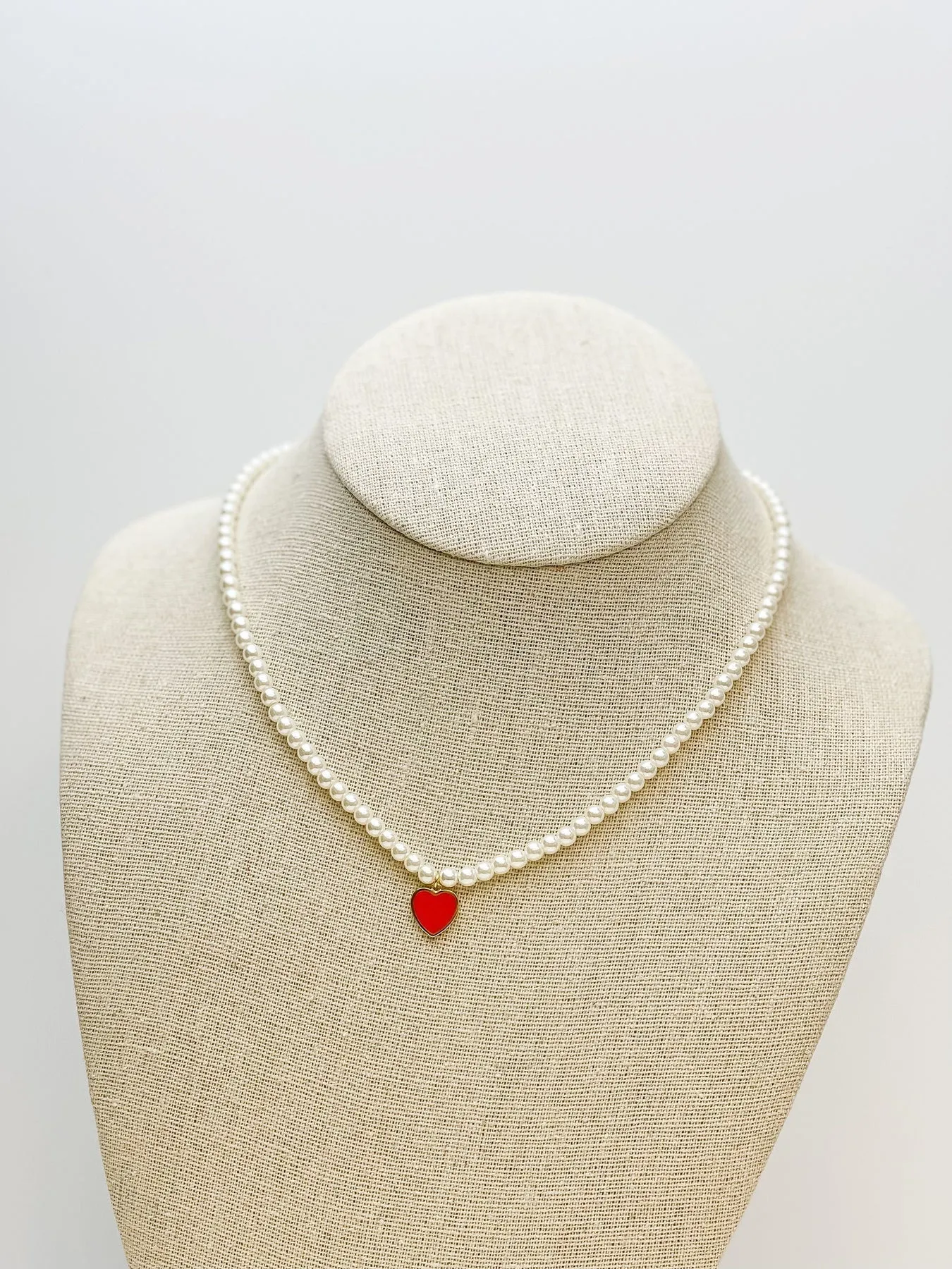 PREORDER: Pearl Bead Heart Charm Necklaces in Two Colors