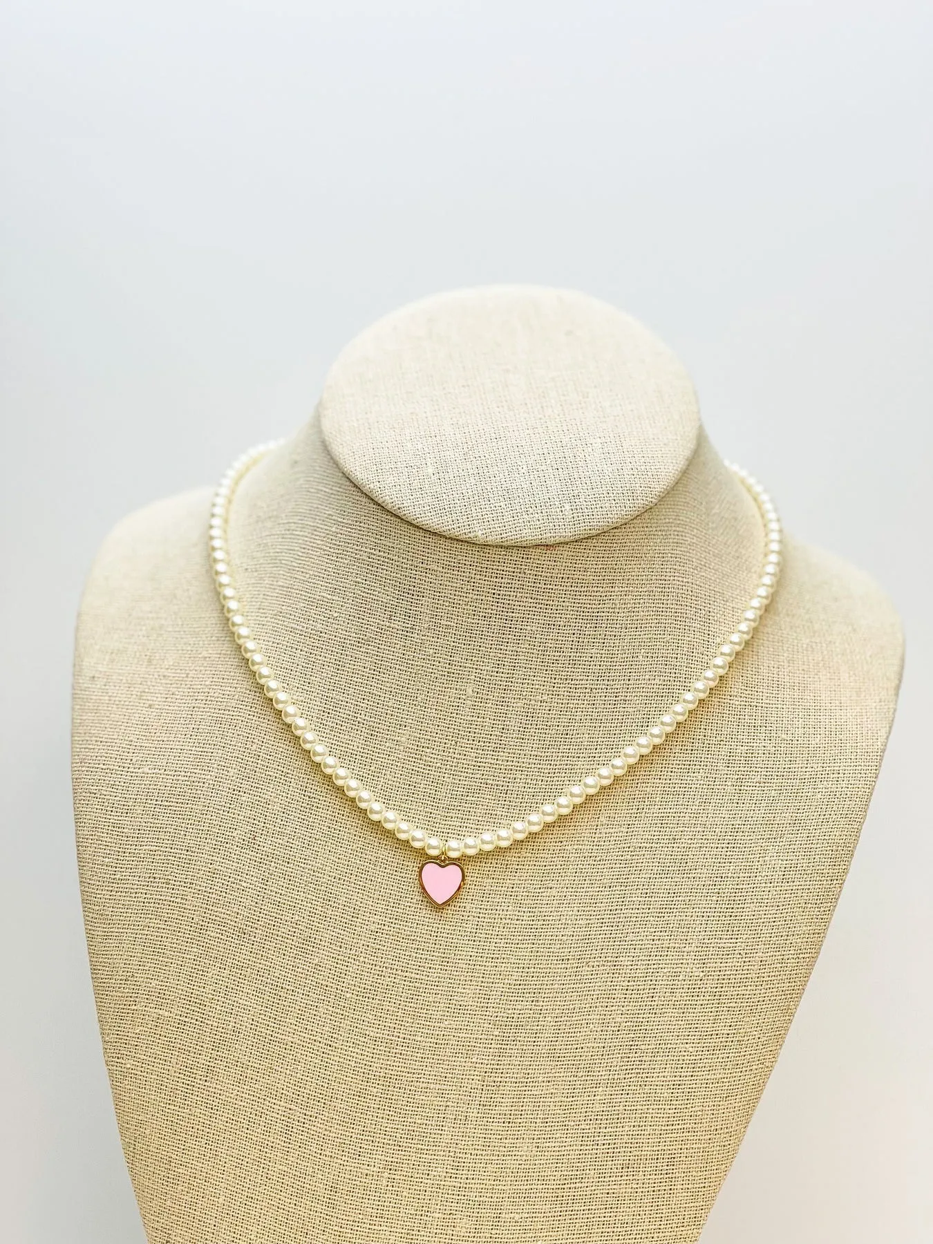 PREORDER: Pearl Bead Heart Charm Necklaces in Two Colors