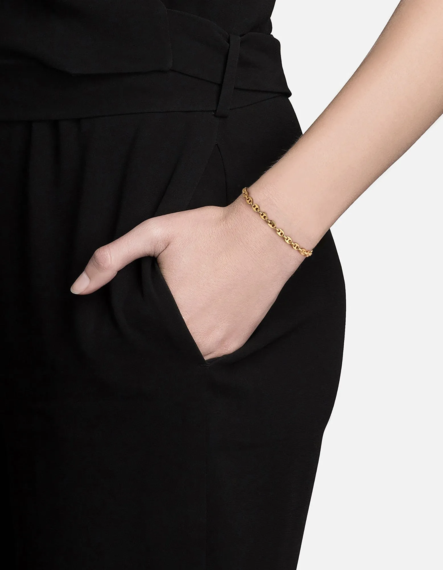 Pyper Link Puff Bracelet, Gold Vermeil