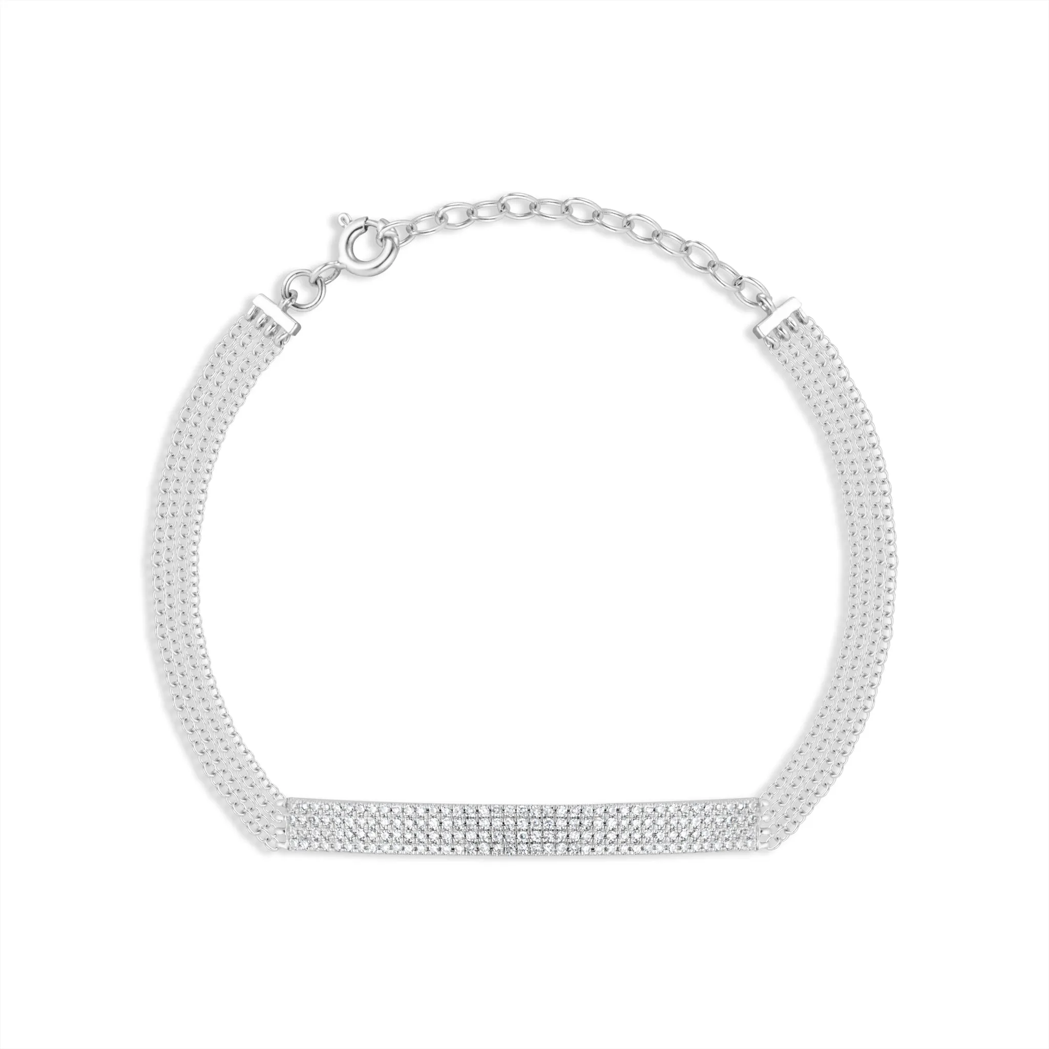 Quadruple Cable Chain Bracelet with Diamond Bar