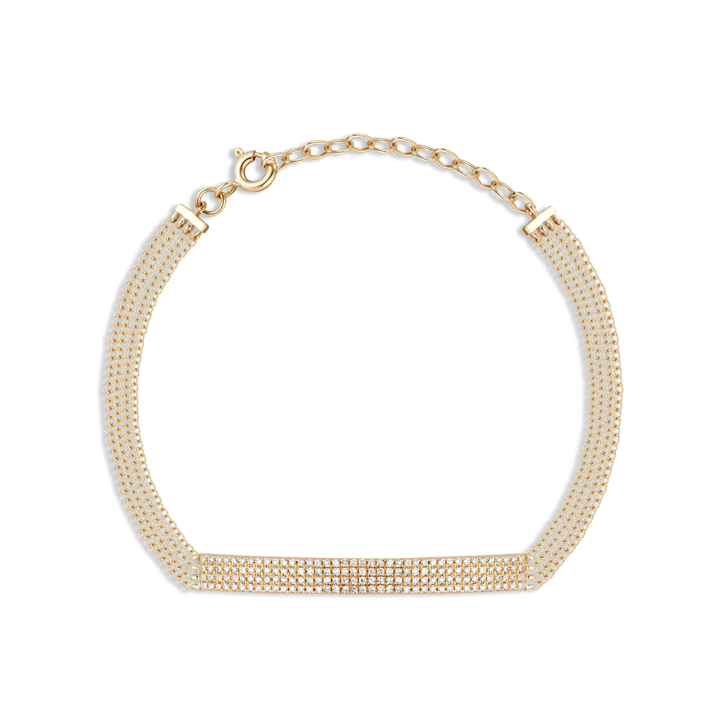 Quadruple Cable Chain Bracelet with Diamond Bar