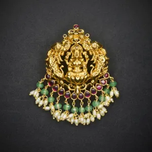 "Crafted Elegance: The Graceful Nakshi Goddess Laxmi Pendant"