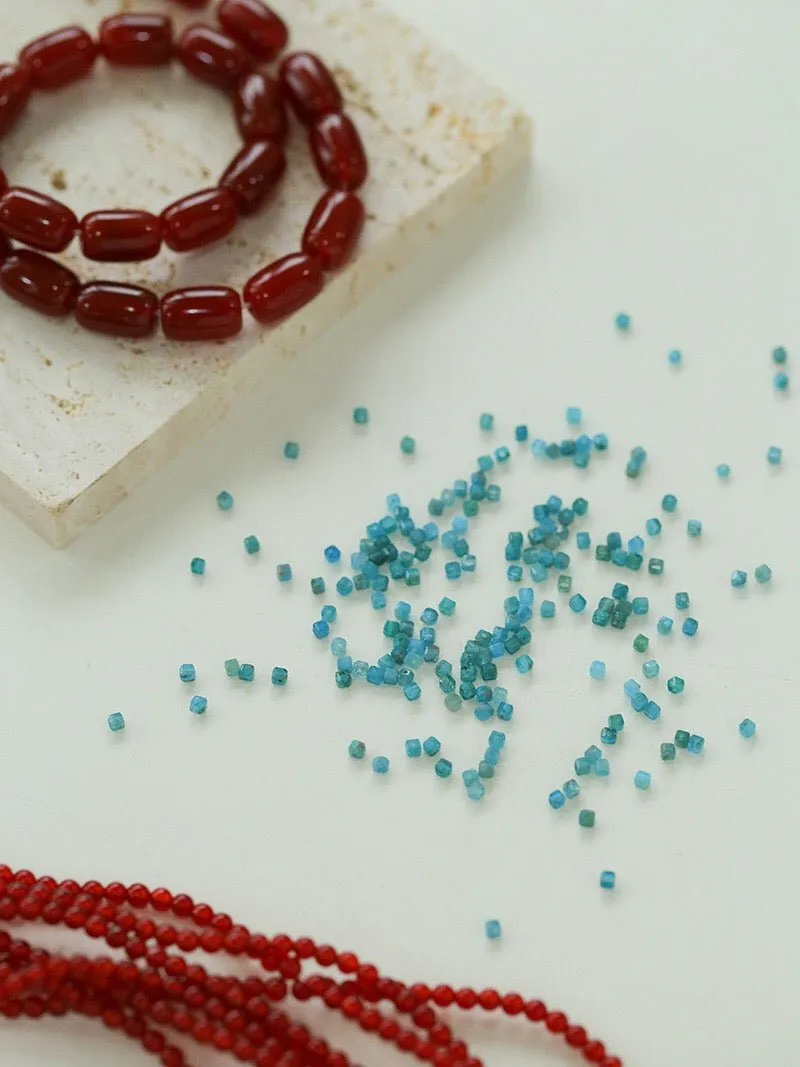 Red  Agate Splicing Blue Phosphorus Beaded Necklace