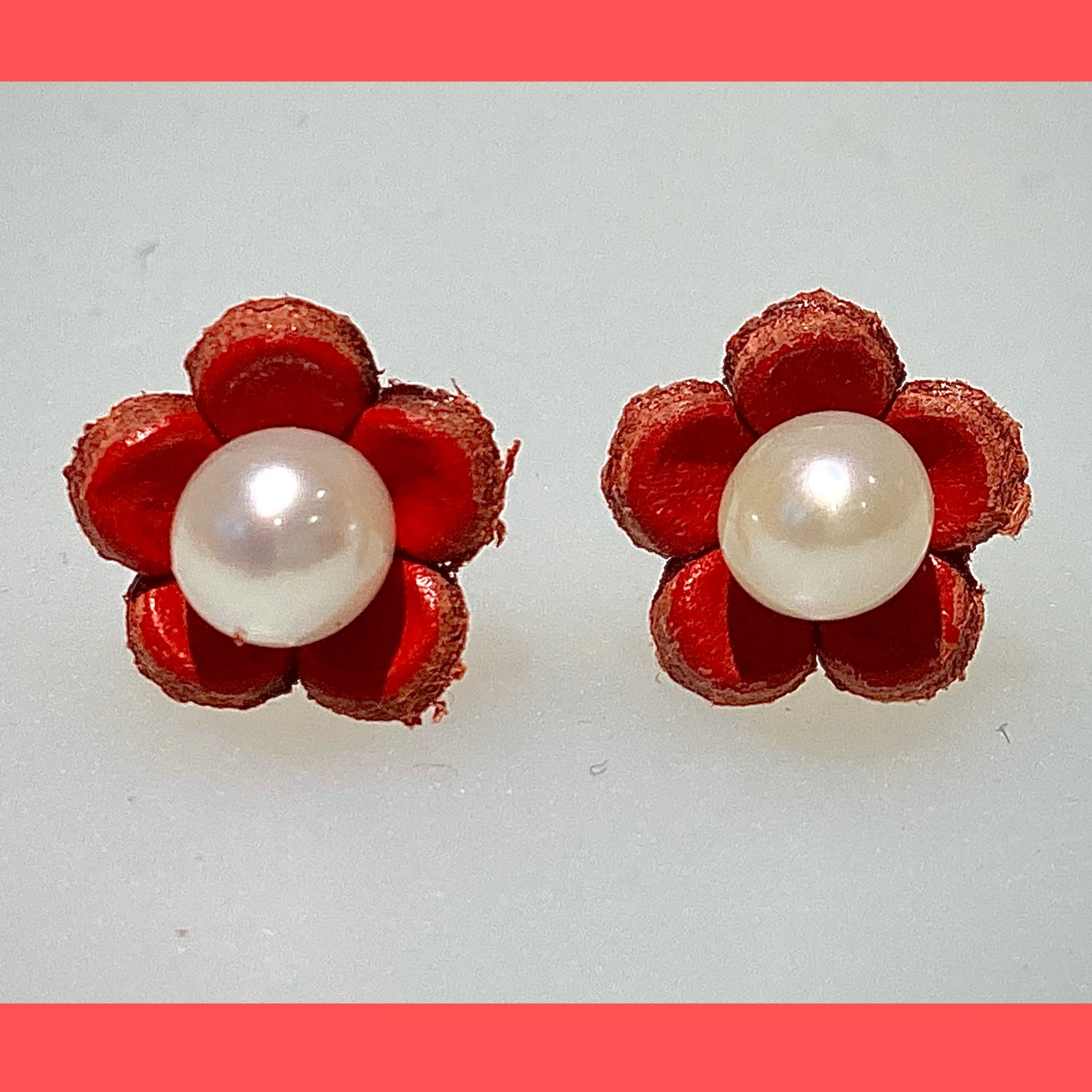 Red Daisy Earring Studs