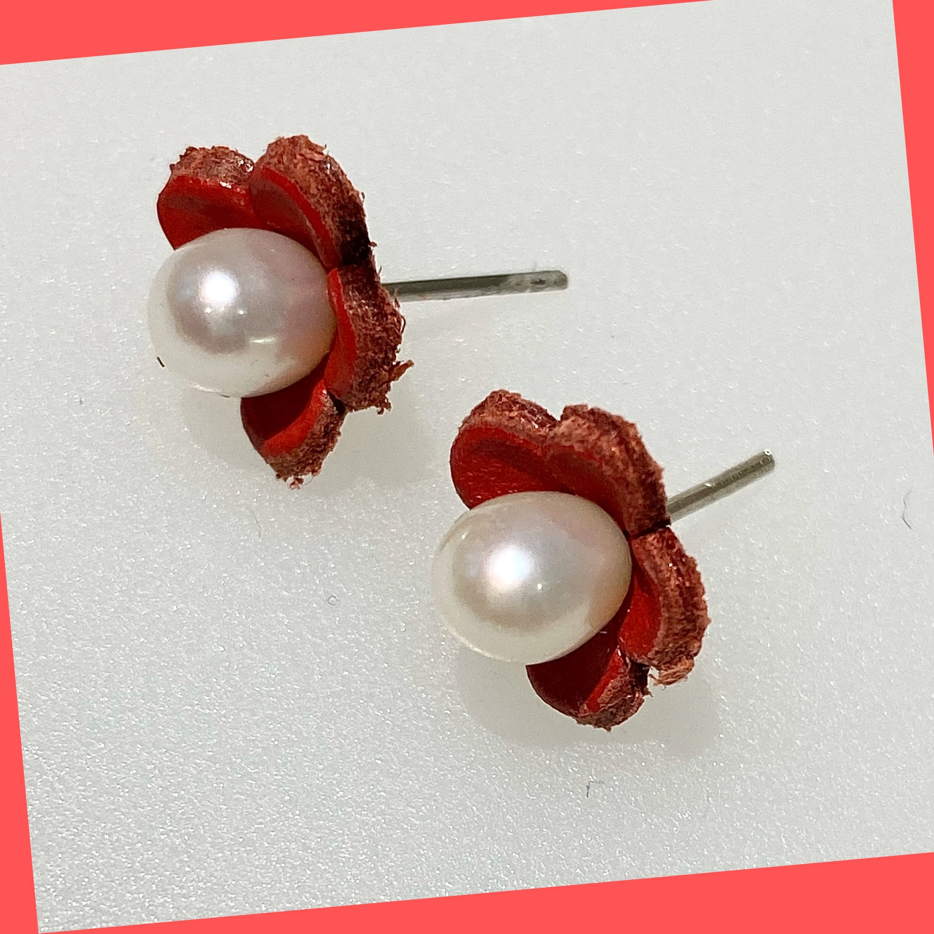 Red Daisy Earring Studs