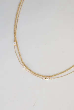 Reece Gold Pearl Layered Chain Necklace