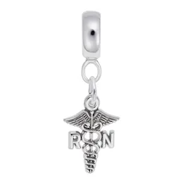 Rn Caduceus Charm Dangle Bead In Sterling Silver