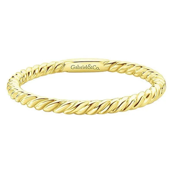 Rolled Metal Design Stackable Band 14K Yellow Gold