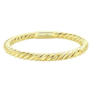 Rolled Metal Design Stackable Band 14K Yellow Gold