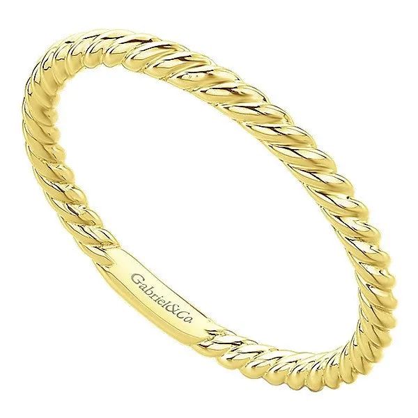 Rolled Metal Design Stackable Band 14K Yellow Gold