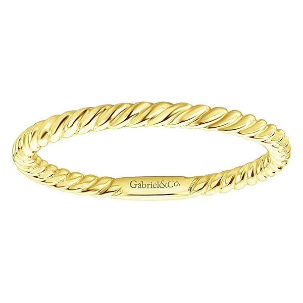 Rolled Metal Design Stackable Band 14K Yellow Gold