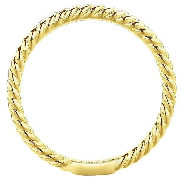 Rolled Metal Design Stackable Band 14K Yellow Gold