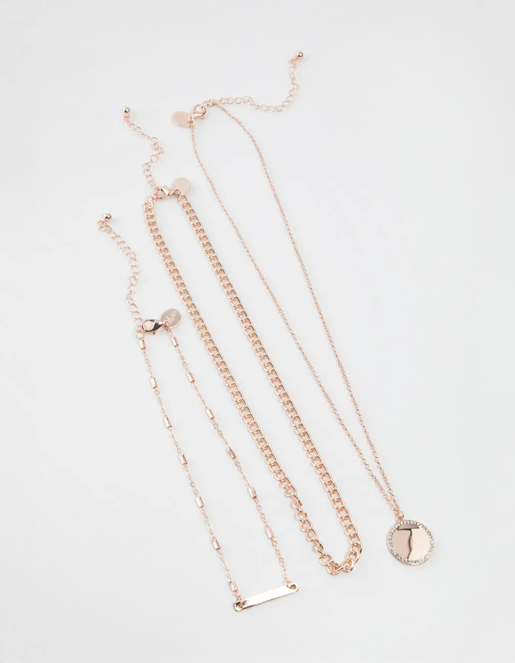 Rose Gold Short Fine Layered Chain Necklace