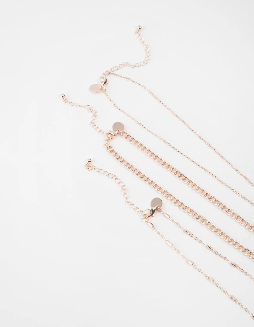 Rose Gold Short Fine Layered Chain Necklace