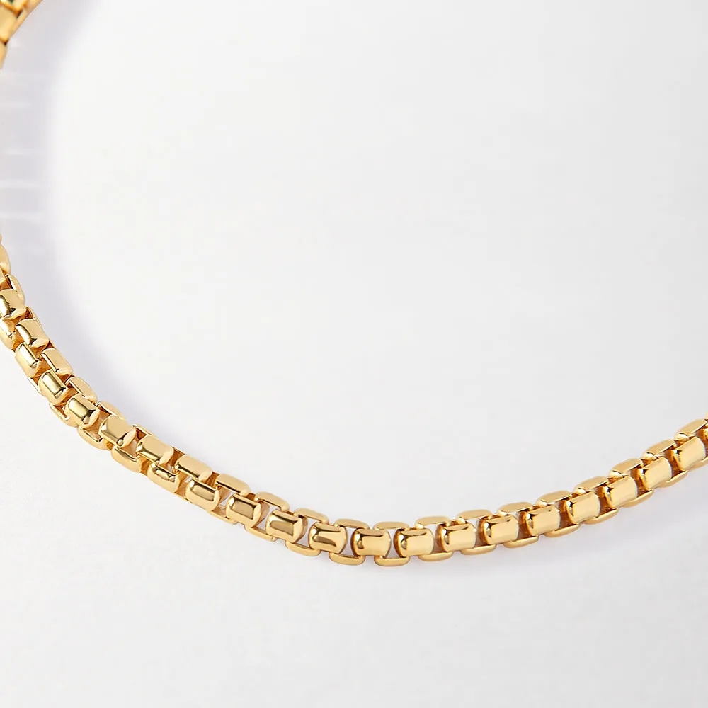 Rounded Box Chain Bracelet - Gold