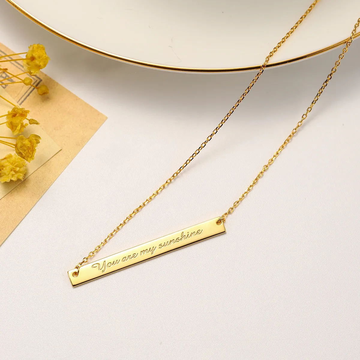 Serif Custom Sentence Tag Chain Necklace