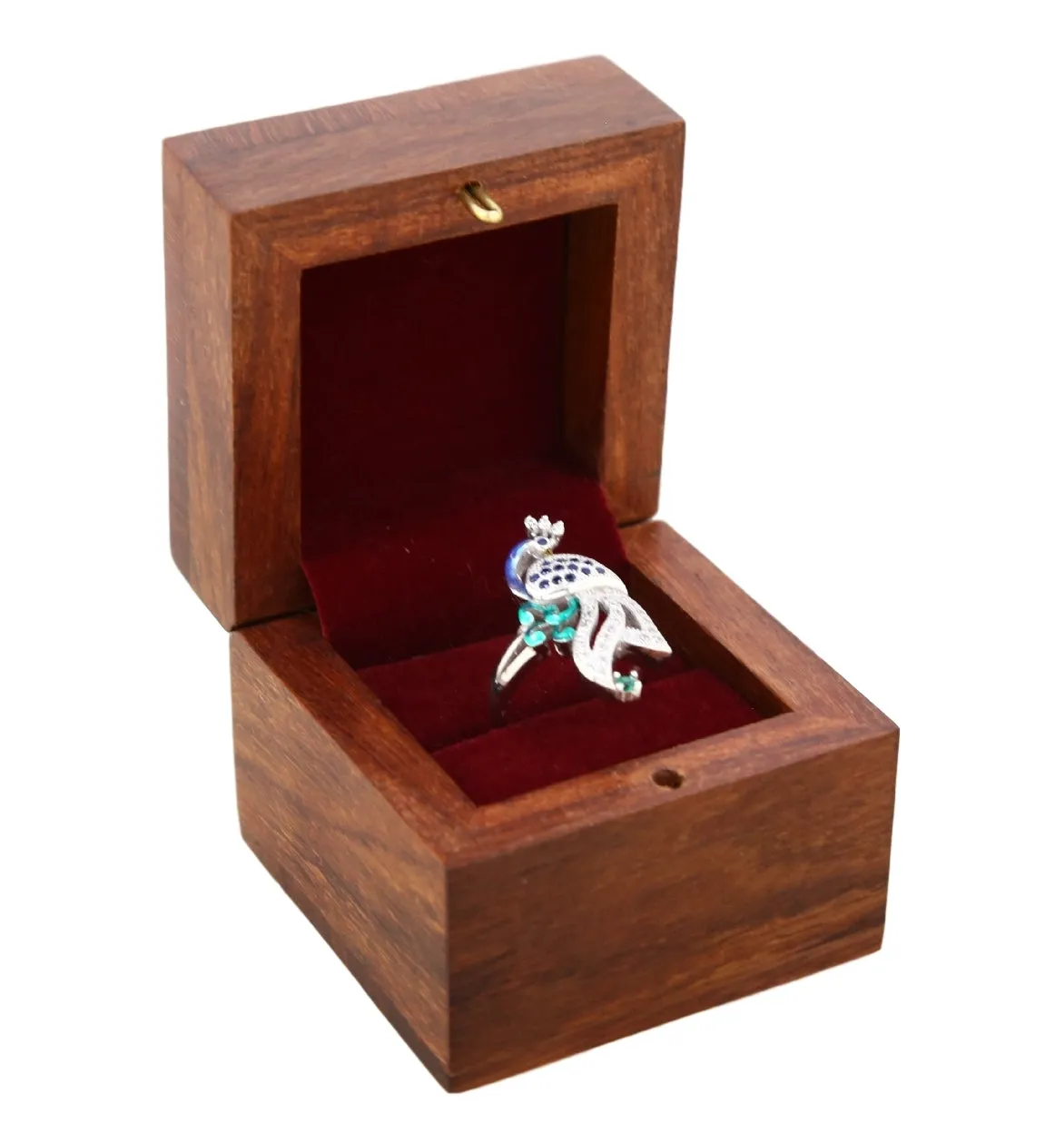 ShalinIndia Wooden Box for Jewelry Handmade Indian - Perfect for Rings,2X2X2 Inch,wc_ring_box_7