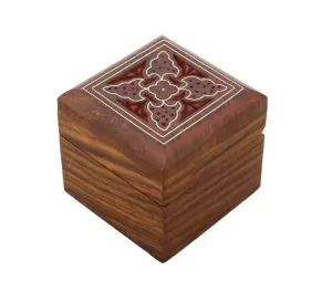 ShalinIndia Wooden Box for Jewelry Handmade Indian - Perfect for Rings,2X2X2 Inch,wc_ring_box_7