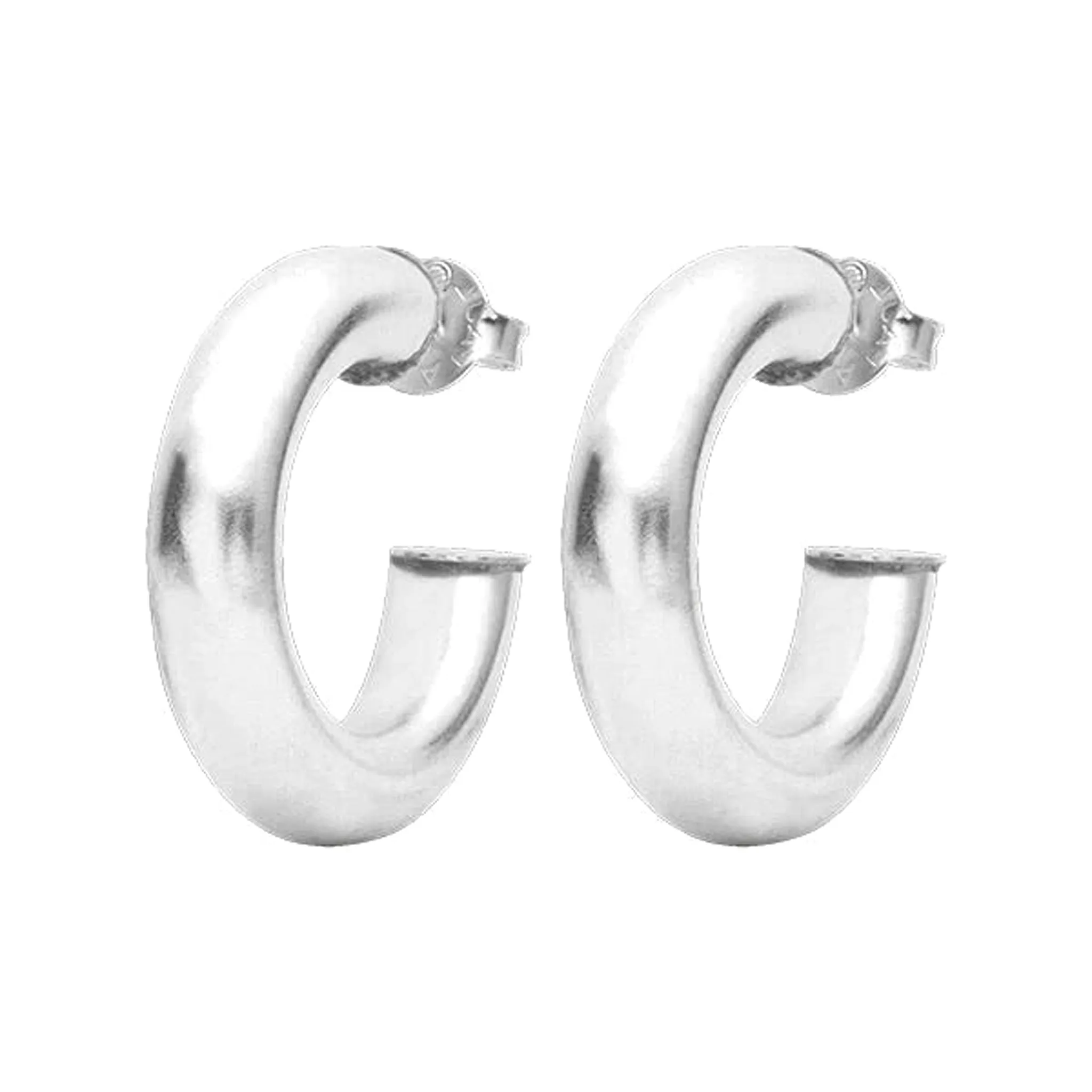 Sheila Fajl Thick Small Chantal Hoop Earrings in Shiny Polished Silver Plated