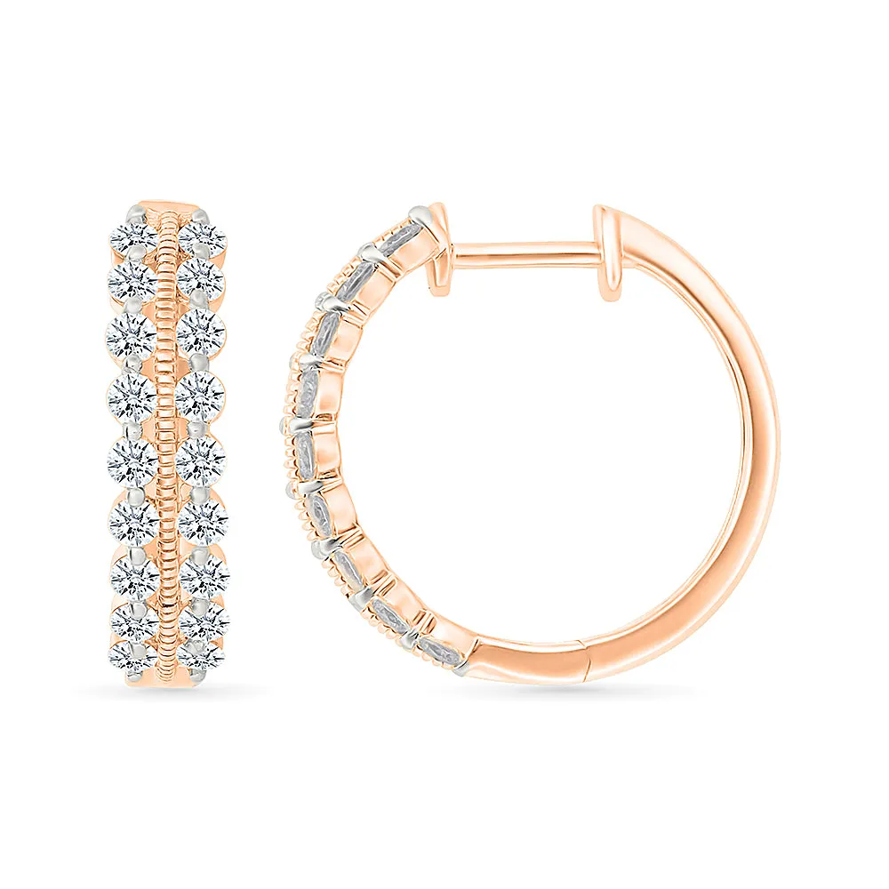 Shinning Diva Gold & Diamonds Hoops Earrings