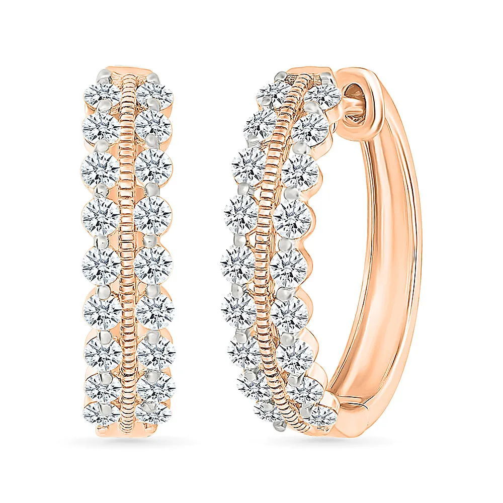 Shinning Diva Gold & Diamonds Hoops Earrings