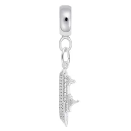 Ship Charm Dangle Bead In Sterling Silver