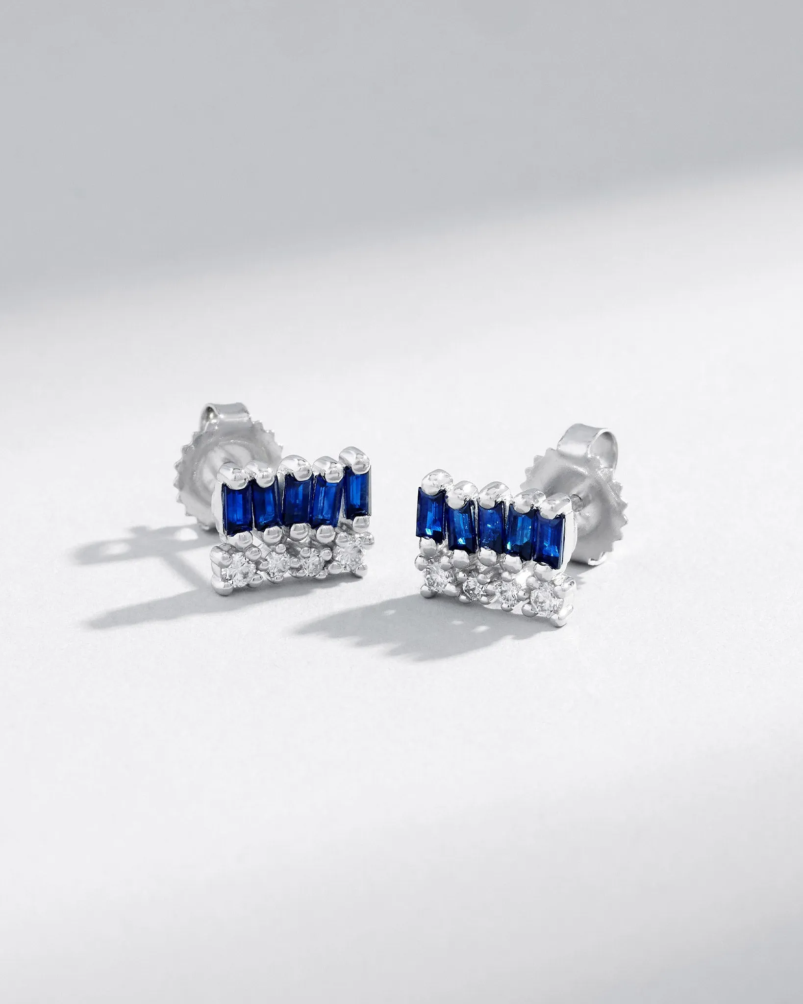 Short Stack Dark Blue Sapphire Studs