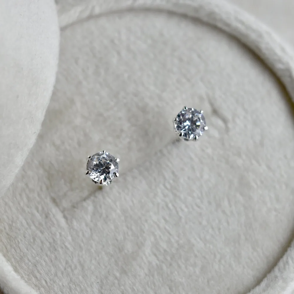 Silver & Cubic Zirconia Stud Earrings