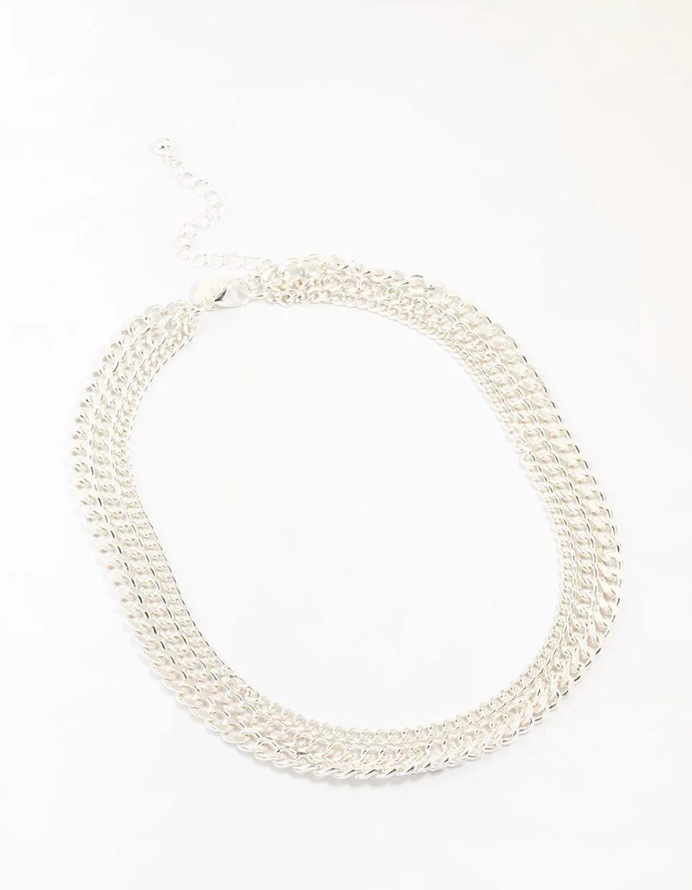 Silver Mixed Triple Layered Chain Necklace