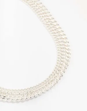 Silver Mixed Triple Layered Chain Necklace