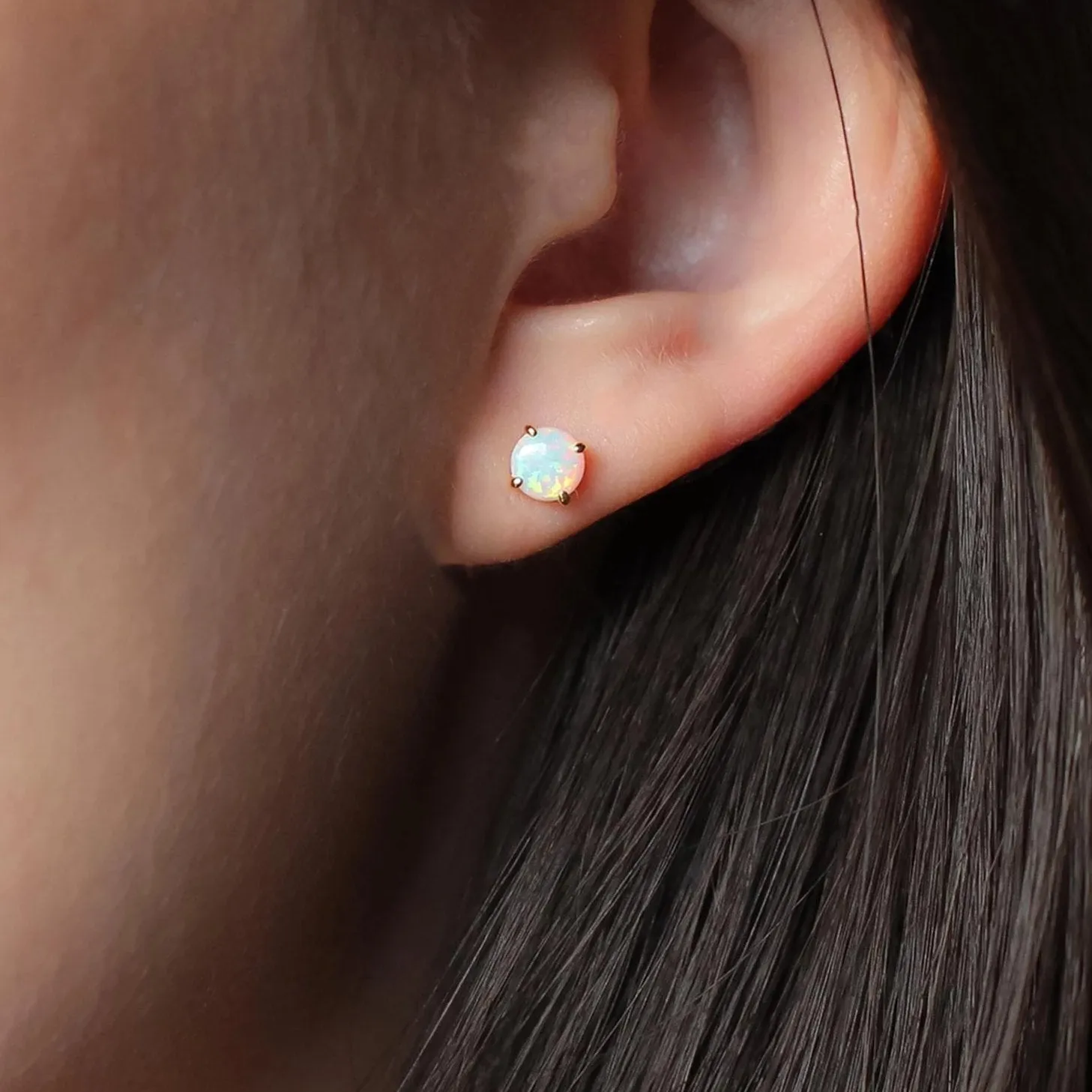 Silver Opal Studs