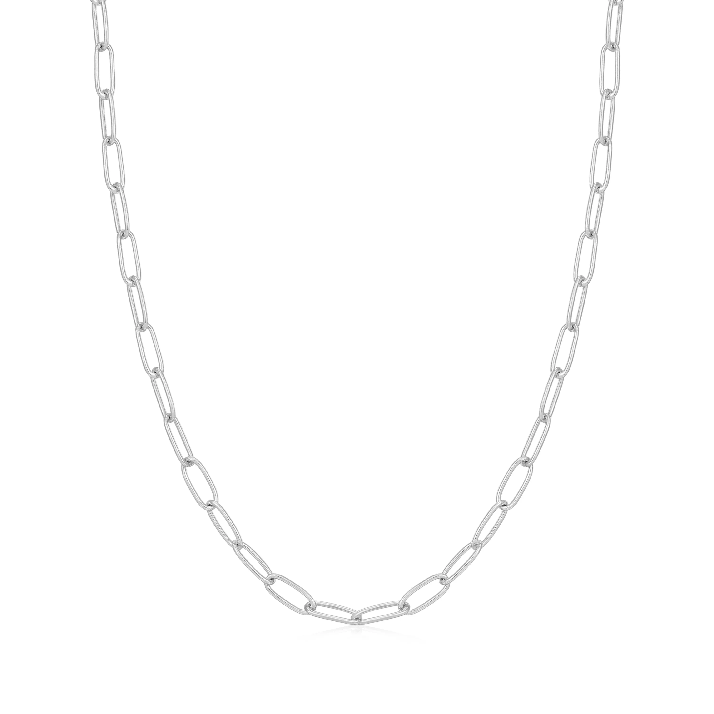 Silver Paperclip Link Chain Necklace