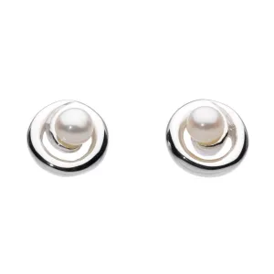 Silver pearl swirl stud earrings