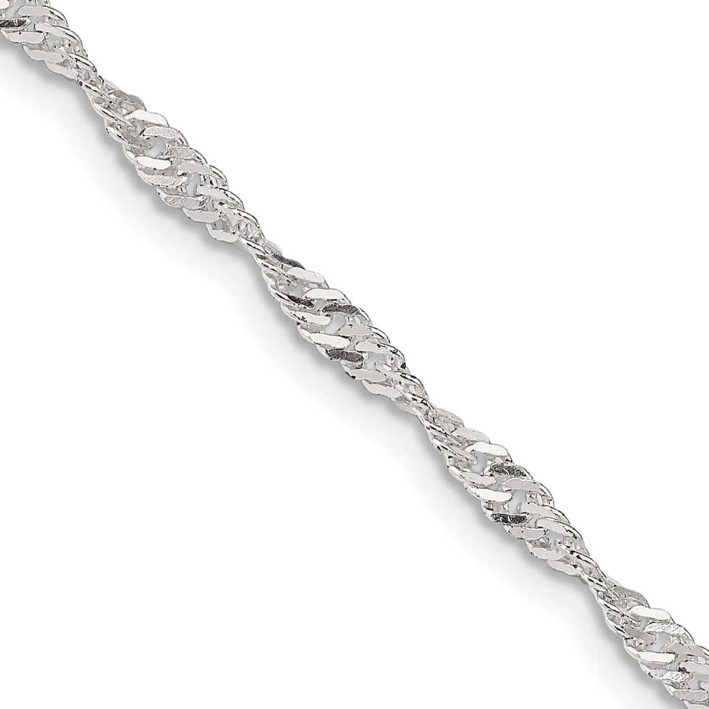 Silver Polished Twisted 2.25mm Singapore Chain