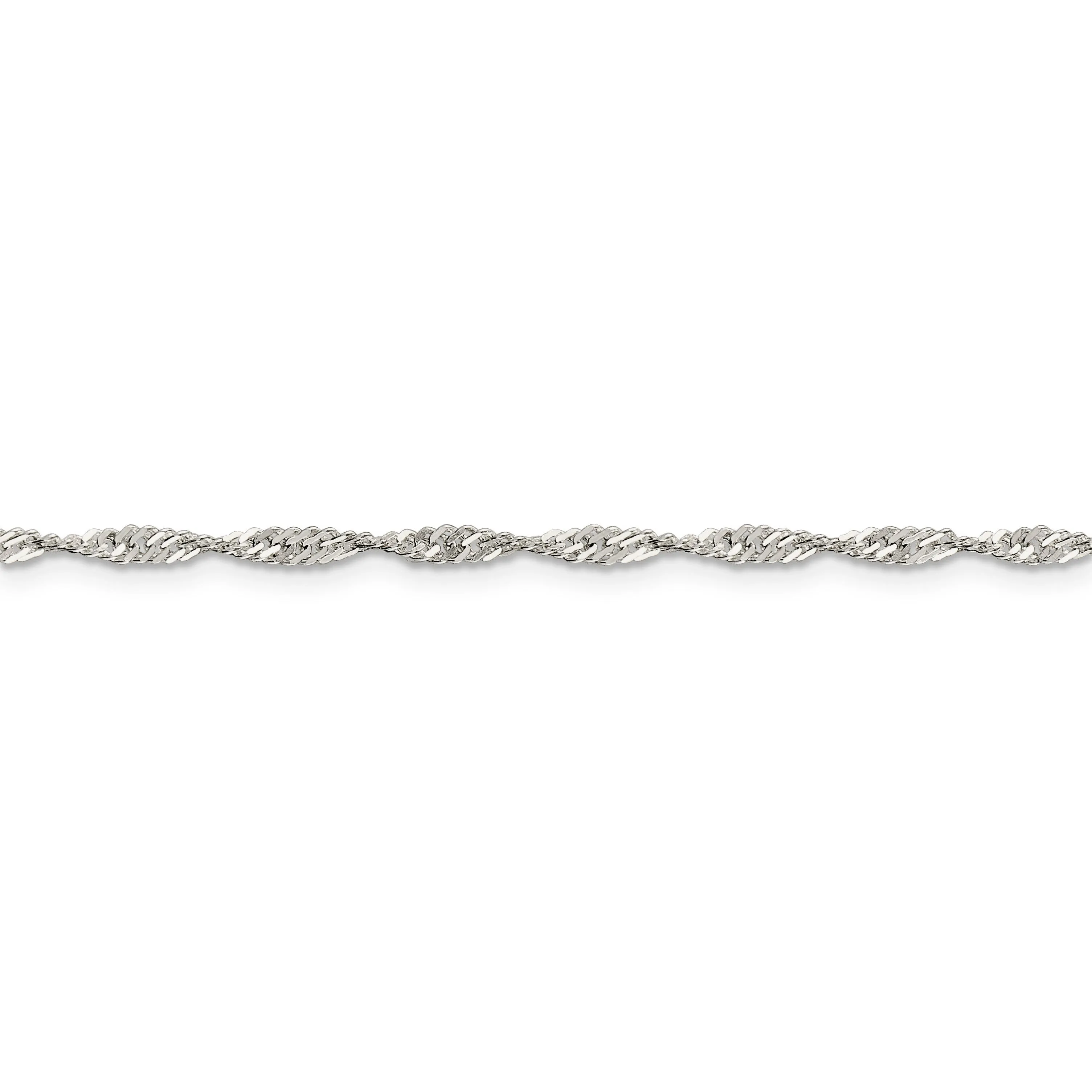 Silver Polished Twisted 2.25mm Singapore Chain