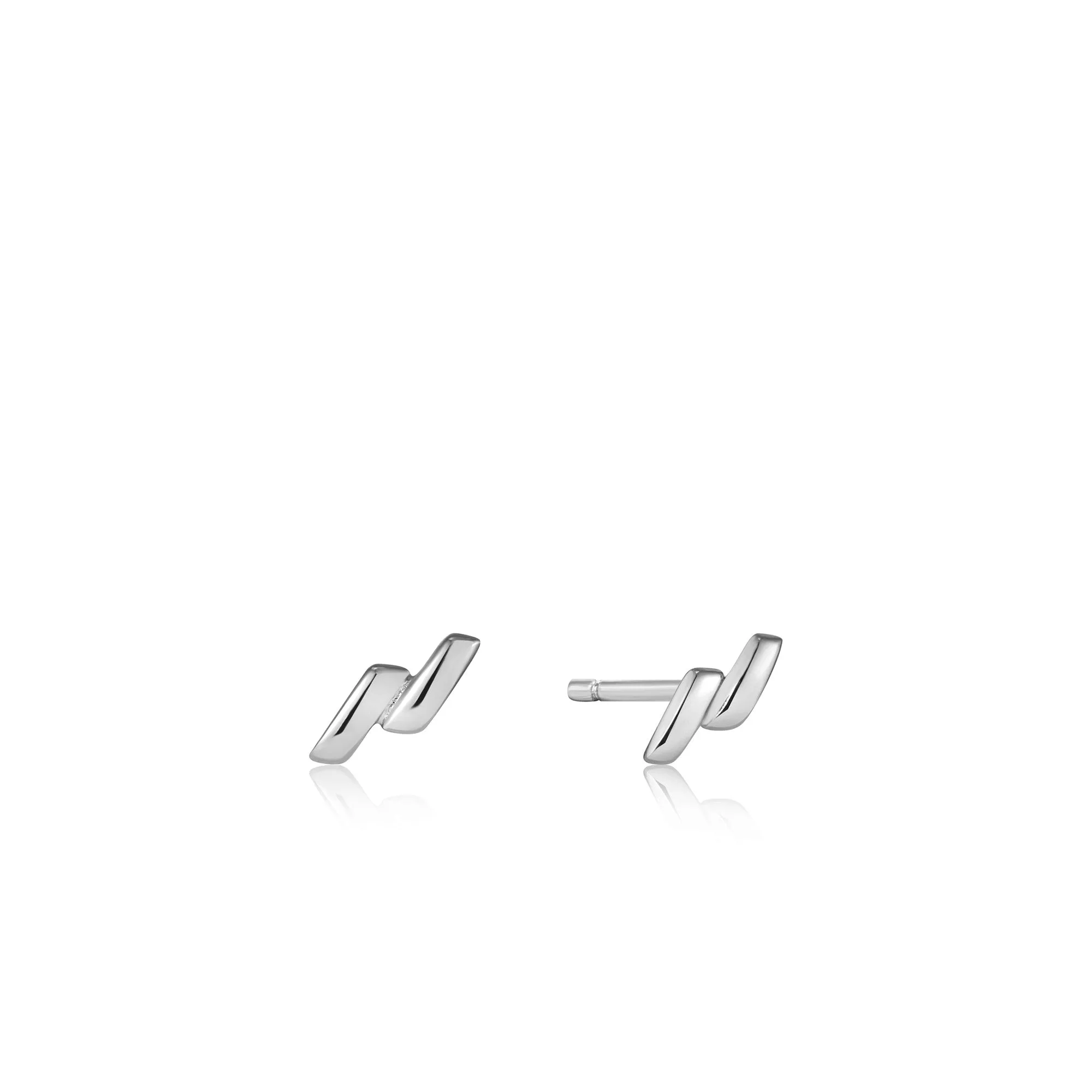 Silver Smooth Twist Stud Earrings