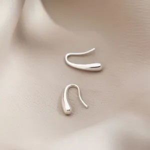 Silver Teardrop Earrings, Water Drop Hoop Earrings, Heavy Gold Plated over Sterling Silver, 18K, Simple Hoops, Minimalism