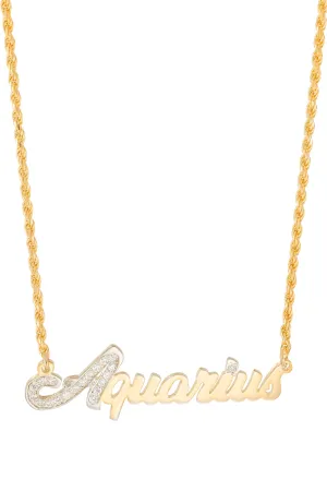 Simone I. Smith Zodiac Nameplate Necklaces - Aquarius