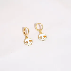 Skull Heart Eyes Huggie Hoop Earrings