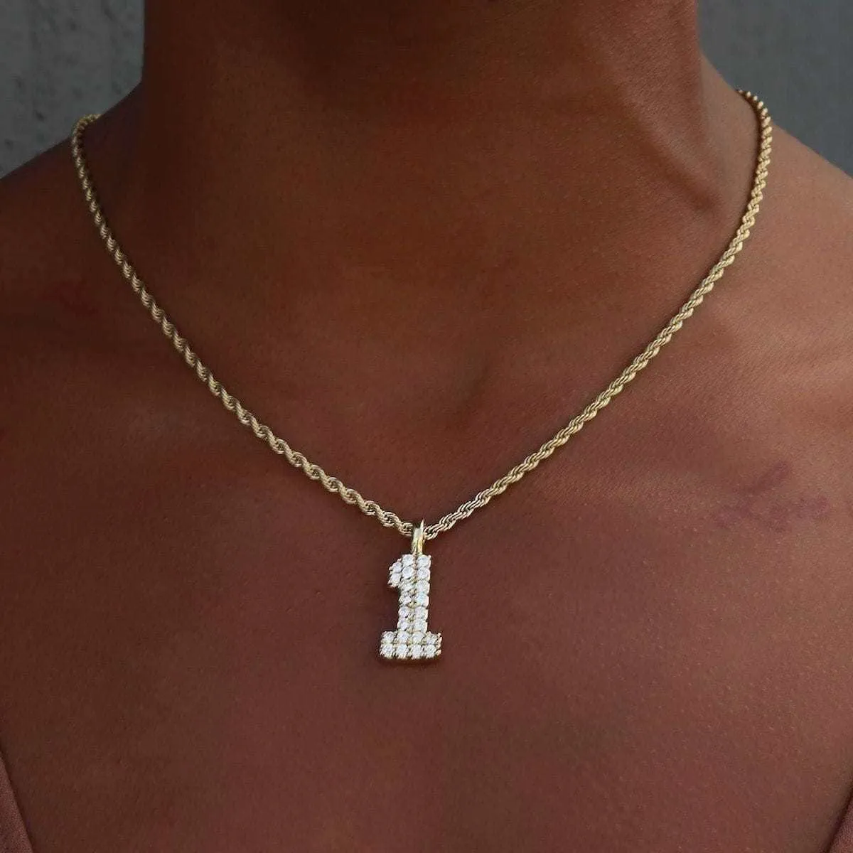 Solid Gold Number Pendants