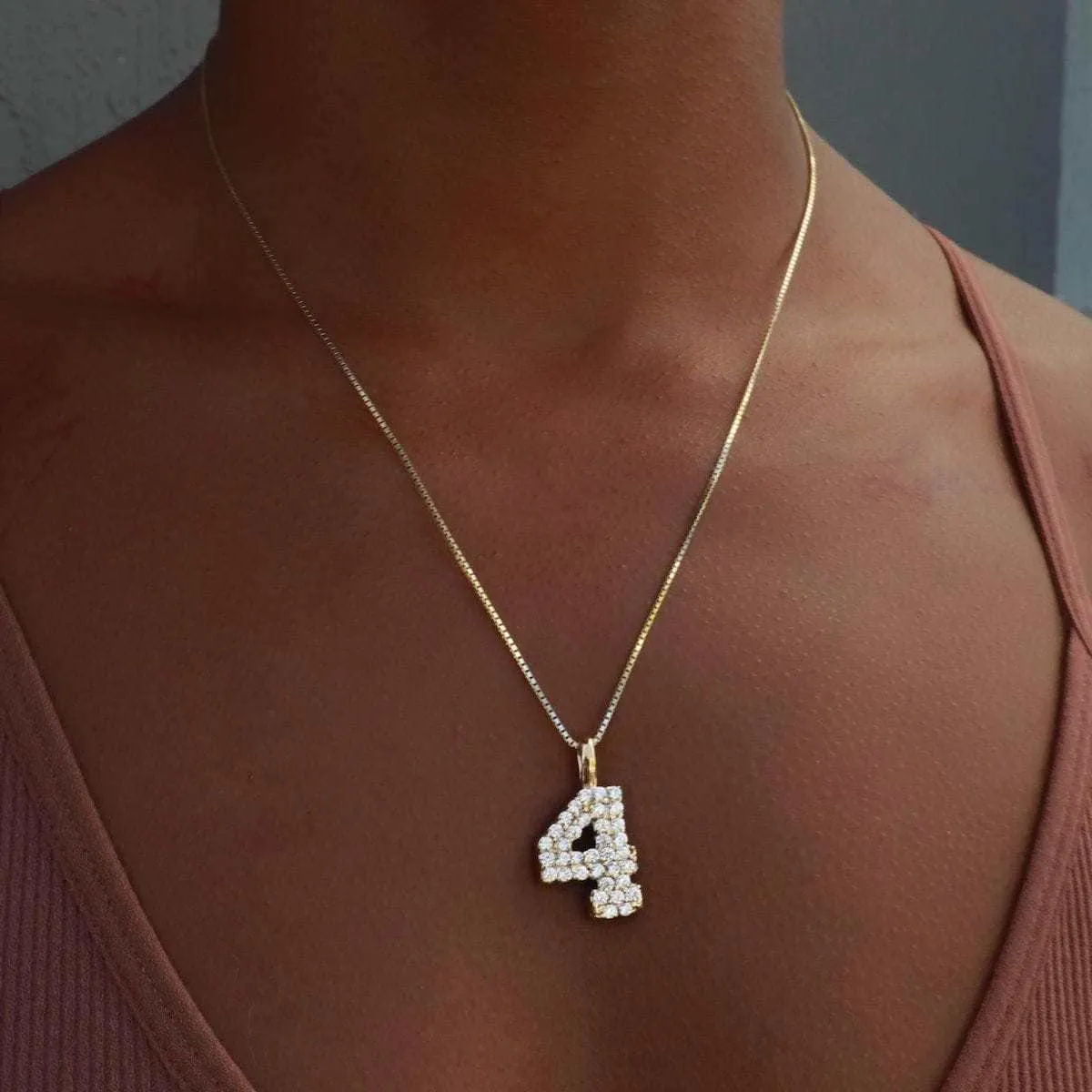 Solid Gold Number Pendants