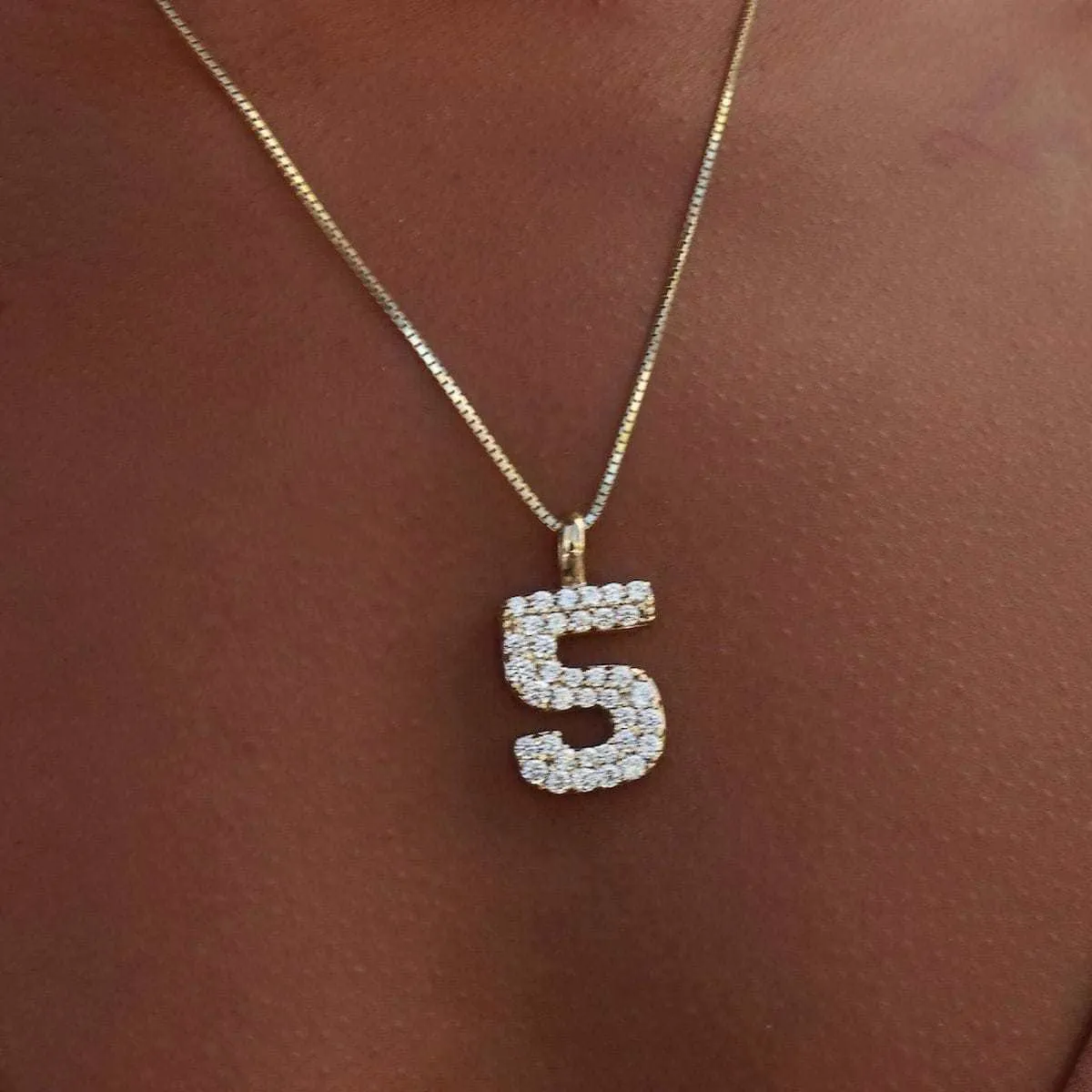 Solid Gold Number Pendants