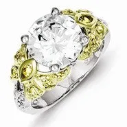 Sterling Silver & Vermeil Yellow & Clear CZ Ring