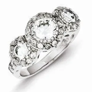 Sterling Silver CZ 3-stone Ring