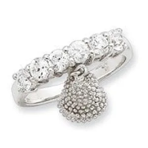 Sterling Silver Dangling Bell CZ Ring