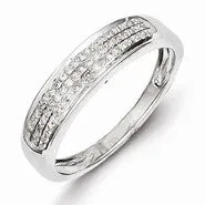 Sterling Silver Diamond Womens Wedding Band Ring